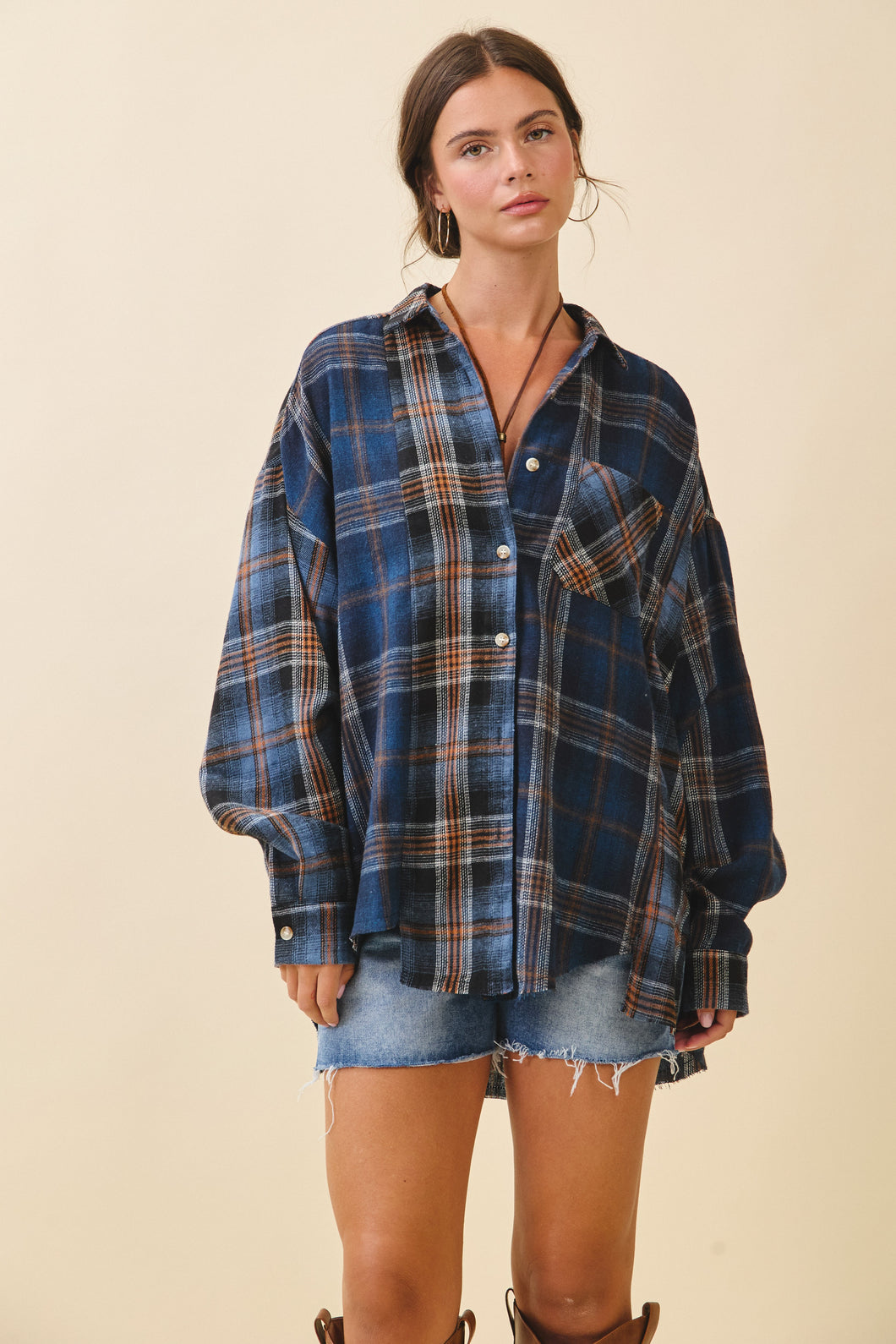 Navy Kambrie Plaid Flannel Shirt