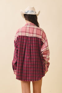 Pink Kambrie Plaid Flannel Shirt