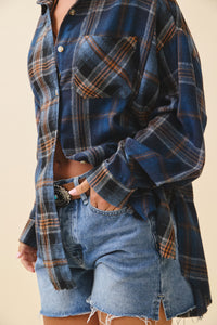 Navy Kambrie Plaid Flannel Shirt