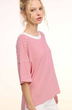 Load image into Gallery viewer, Tomato Stripe Shoulder Drop Top
