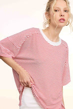 Load image into Gallery viewer, Tomato Stripe Shoulder Drop Top
