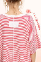 Load image into Gallery viewer, Tomato Stripe Shoulder Drop Top
