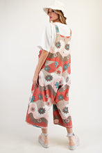 Load image into Gallery viewer, Flower Print Washed Overalls
