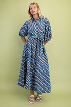 Load image into Gallery viewer, Blue Denim Embroidered Floral Dress
