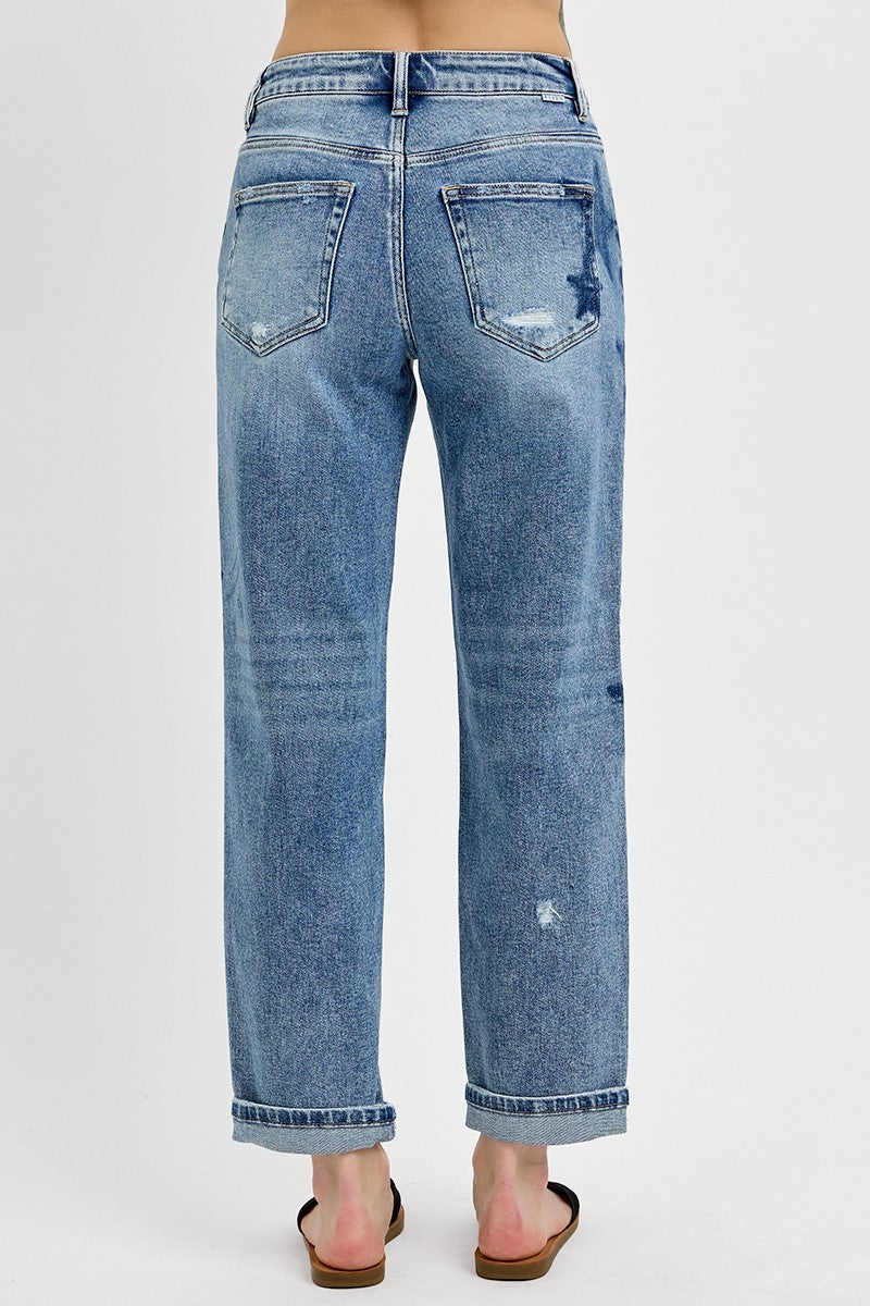 Mid Rise Star Shadow Cuff Jean