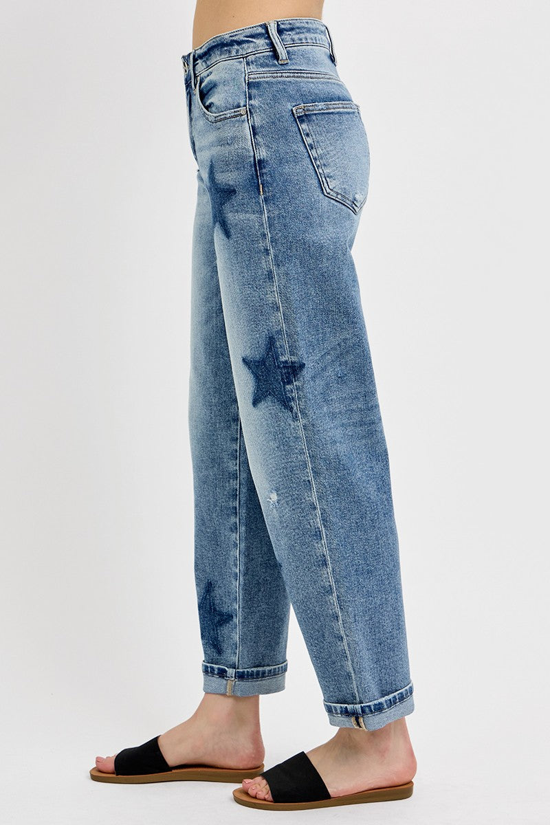 Mid Rise Star Shadow Cuff Jean