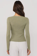 Load image into Gallery viewer, Olive Ribbed Knit Button Up Cardigan
