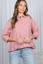 Load image into Gallery viewer, Ruffle Hem Striped Shirt
