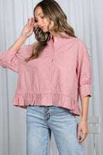 Load image into Gallery viewer, Ruffle Hem Striped Shirt
