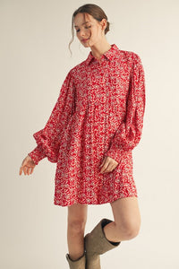 Red Button Down Floral Dress