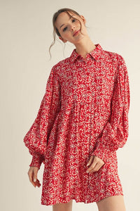 Red Button Down Floral Dress