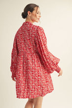 Load image into Gallery viewer, Red Button Down Floral Dress
