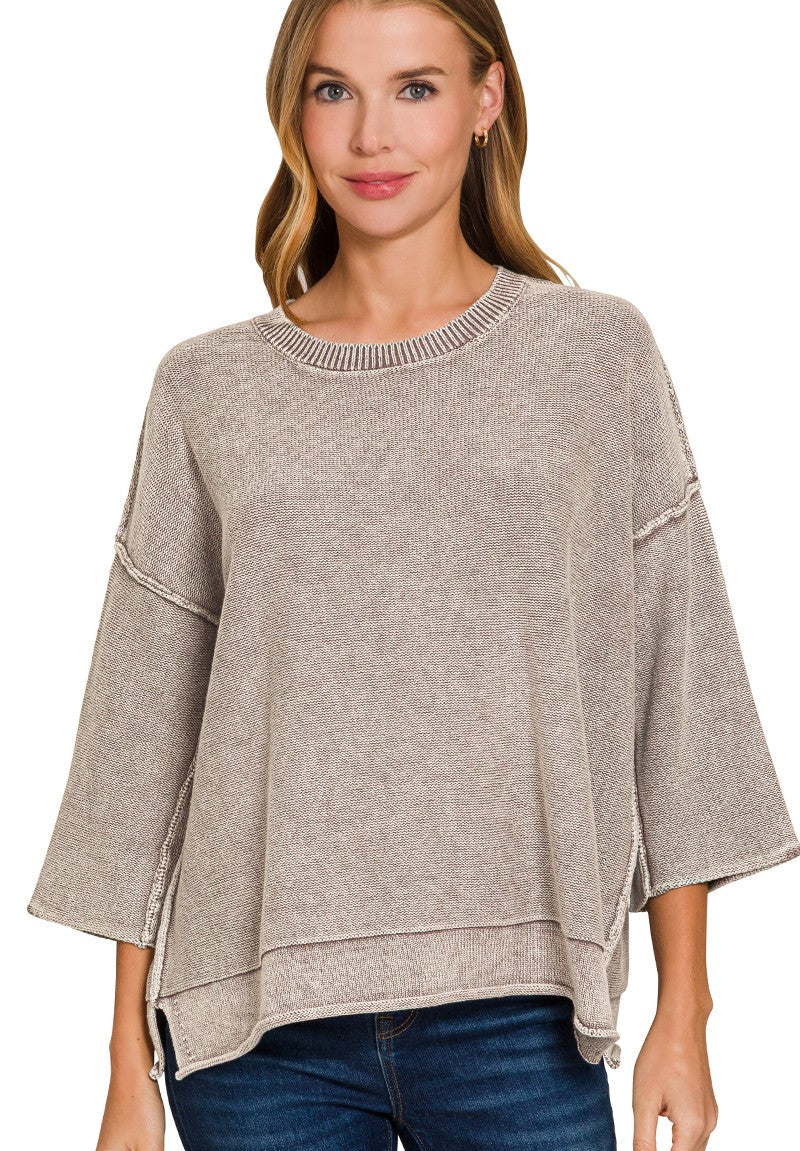 Acid Washed Boxy Sweater