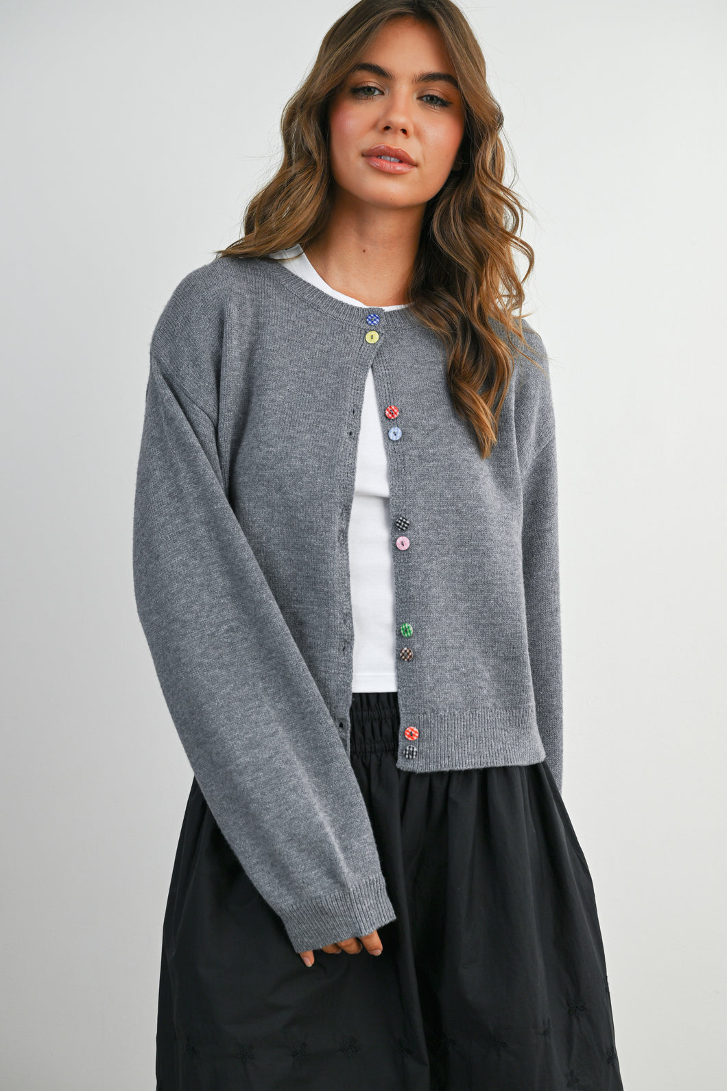 Long Sleeve Buttoned Cropped Cardigan