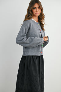 Long Sleeve Buttoned Cropped Cardigan