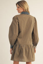 Load image into Gallery viewer, Olive Mix Match Stripe Dress

