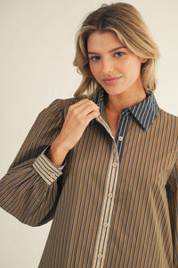 Olive Mix Match Stripe Dress