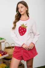 Load image into Gallery viewer, Strawberry Motif Contrast Stitch Knit Pullover
