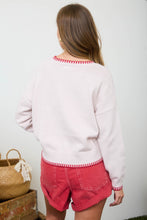 Load image into Gallery viewer, Strawberry Motif Contrast Stitch Knit Pullover

