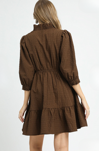 Ruffle Trim Textured Babydoll Dress