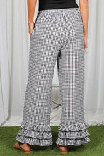 Load image into Gallery viewer, Gingham Layered Ruffle Hem Cropped Pants
