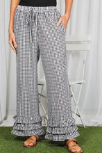 Load image into Gallery viewer, Gingham Layered Ruffle Hem Cropped Pants
