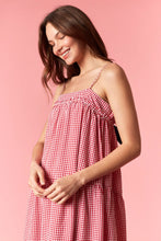 Load image into Gallery viewer, Solid Bow Tie And Yarn Dye Gingham Tiered Dress
