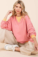 Load image into Gallery viewer, Mineral Wash Coral Colorblock Sweatshirt
