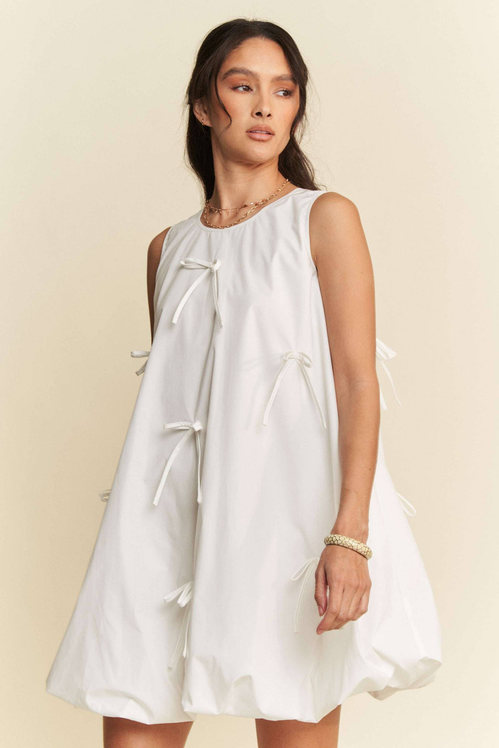 White Bow Bubble Dress