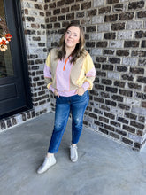 Load image into Gallery viewer, Lavender Color Block Vintage Pullover
