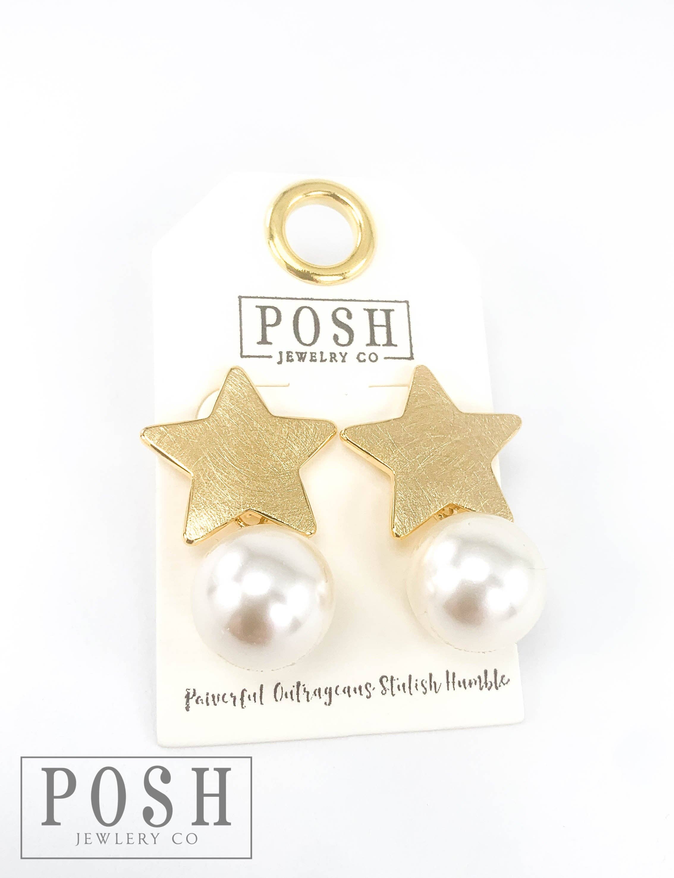 Gold Star and Pearl Earring