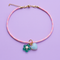 Blakely Cord Necklace - Pink w/ Flower + Heart Charms