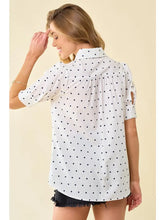 Load image into Gallery viewer, White Polka Dot Puff Sleeve Top
