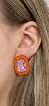 Load image into Gallery viewer, Olivia Statement Earrings Rectangle - Pink Grapefruit
