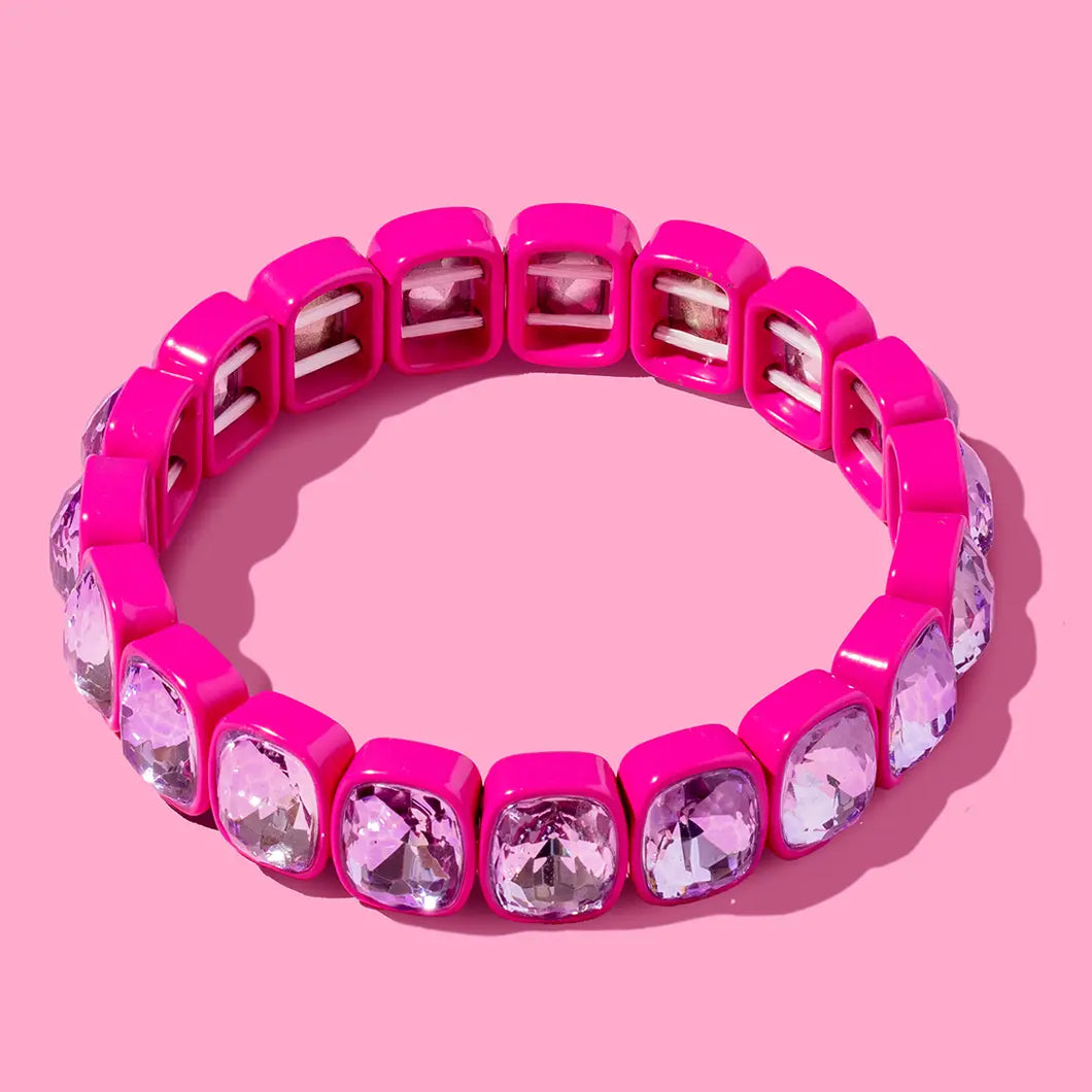 Layla Enamel Stretch Bracelet - Pink