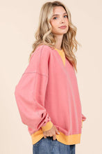 Load image into Gallery viewer, Mineral Wash Coral Colorblock Sweatshirt
