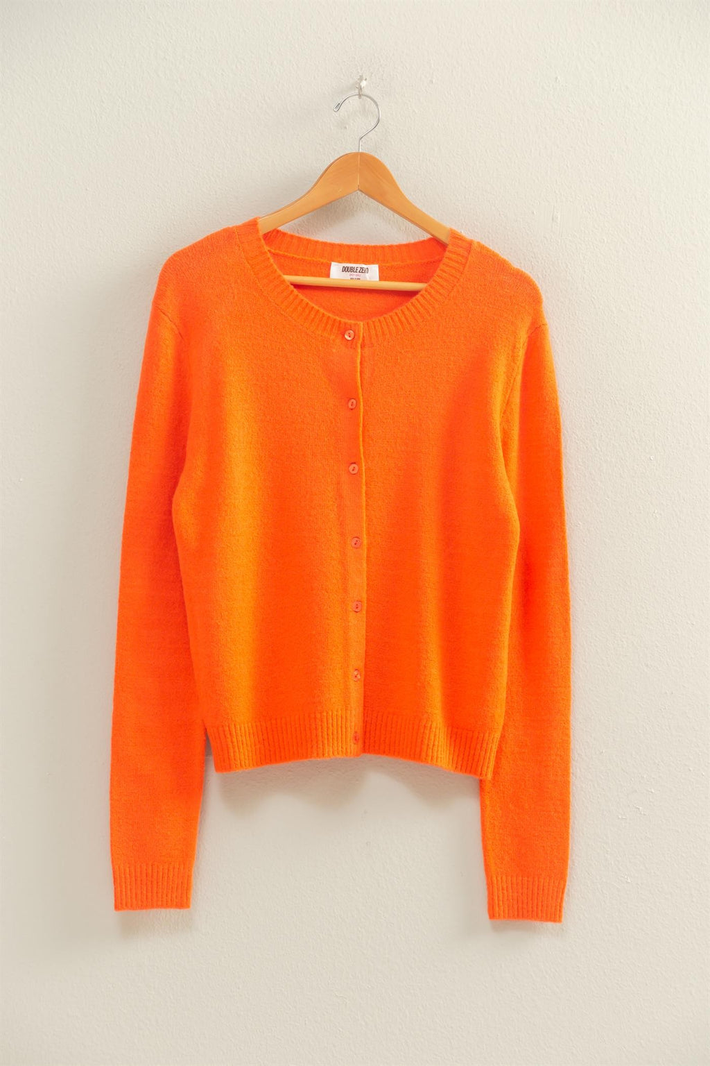 Orange Long Sleeve Buttoned Cardigan