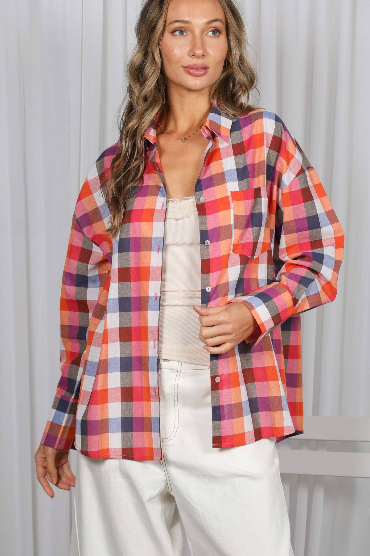 Colorful Long Sleeve Plaid Shirt