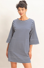 Load image into Gallery viewer, Striped Round Neck Half-Sleeve Mini Dress
