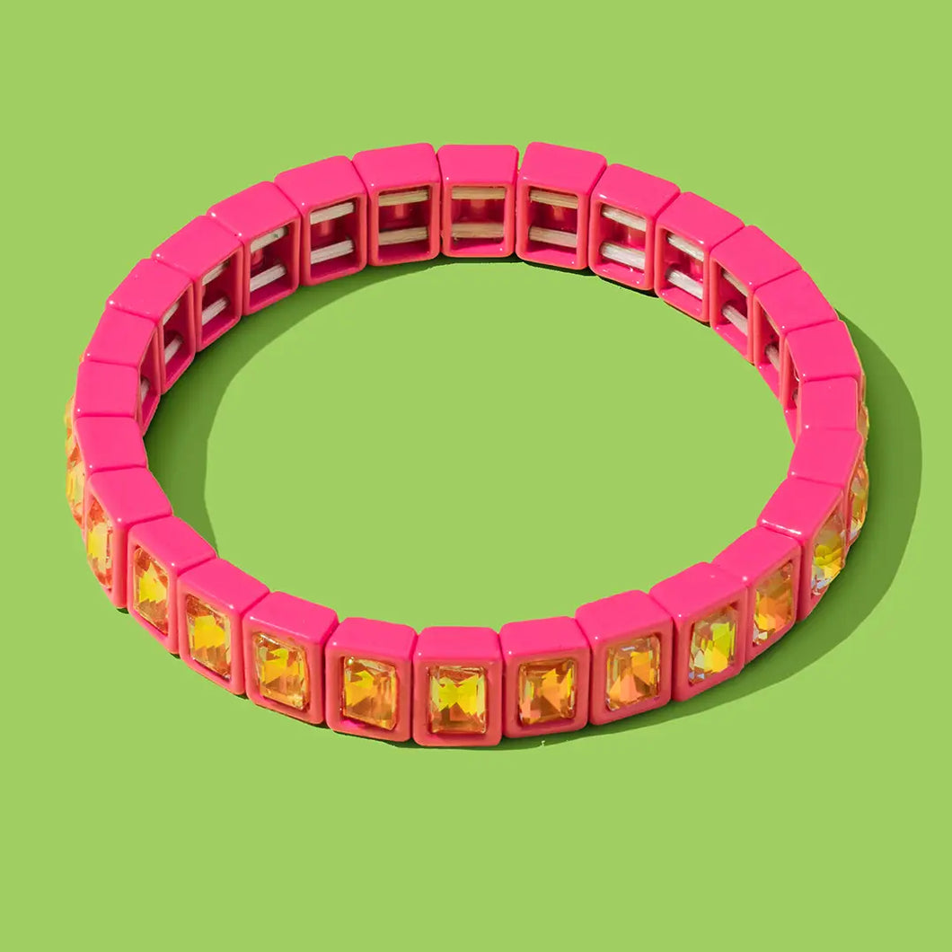 Penelope Enamel Stretch Bracelet - Pink