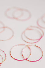 Load image into Gallery viewer, Skinny Pink Beaded Statement Hoop Earrings
