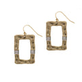 Hammered Rectangle Gold with Silver Wired Accent Earring