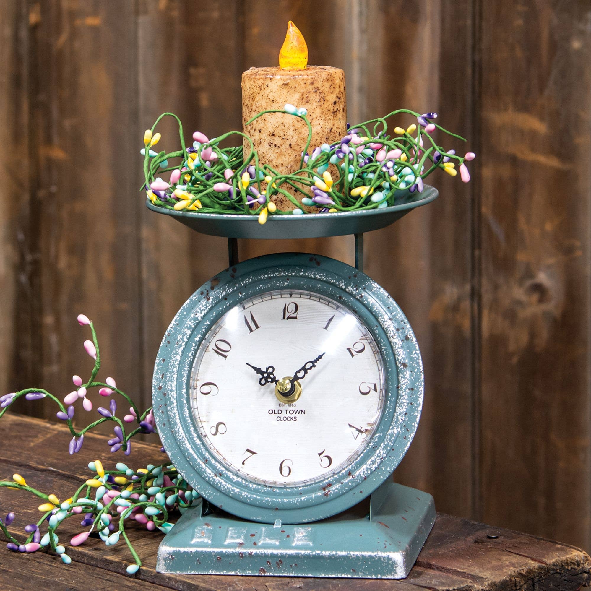 Vintage Blue Old Town Scale Clock