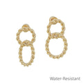 Water Resistant Gold Cable Double Linked Studded Earring