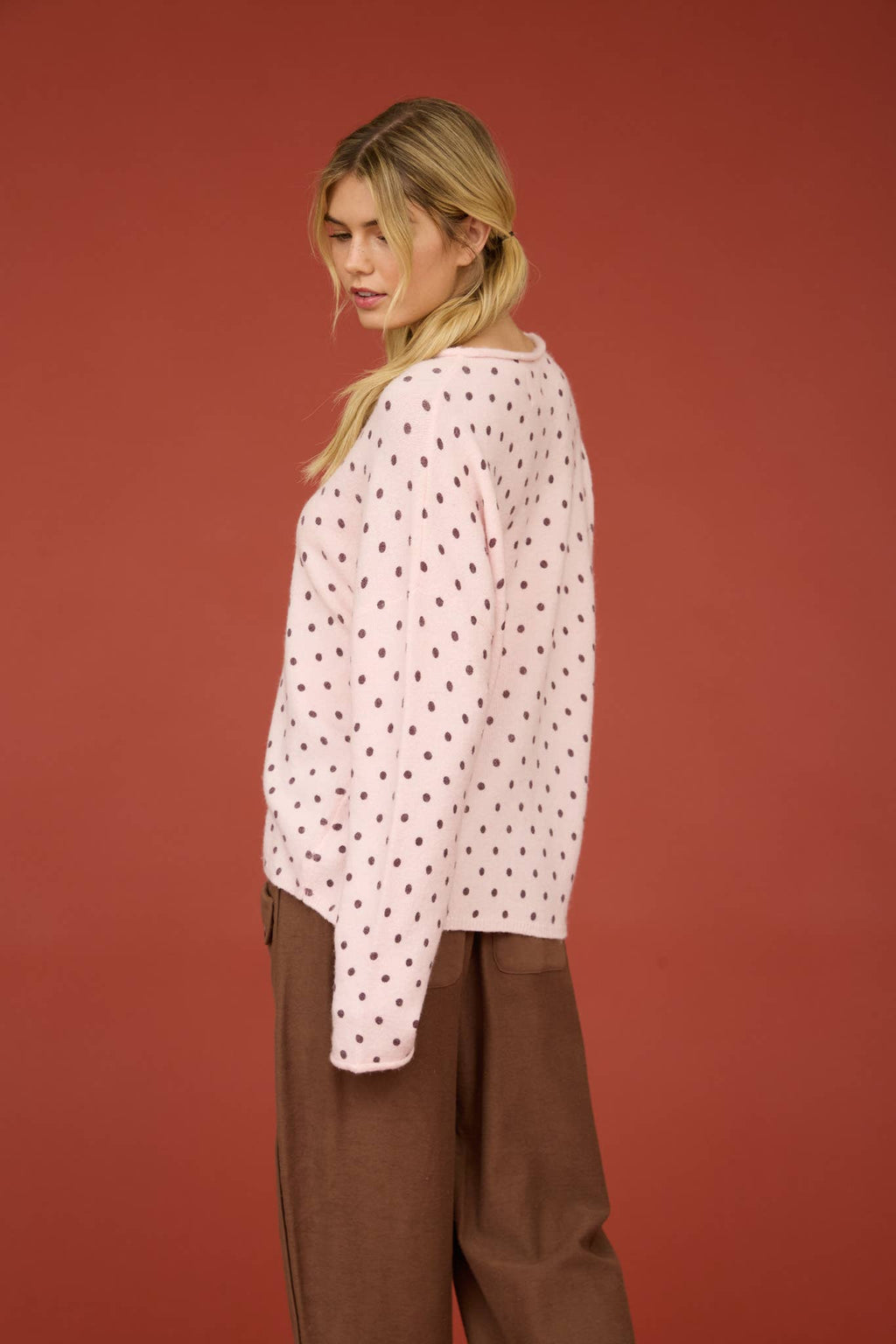 Polka Dot Button Down Knit Cardigan