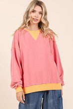 Load image into Gallery viewer, Mineral Wash Coral Colorblock Sweatshirt
