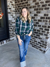 Load image into Gallery viewer, Green/Navy Plaid Button Down
