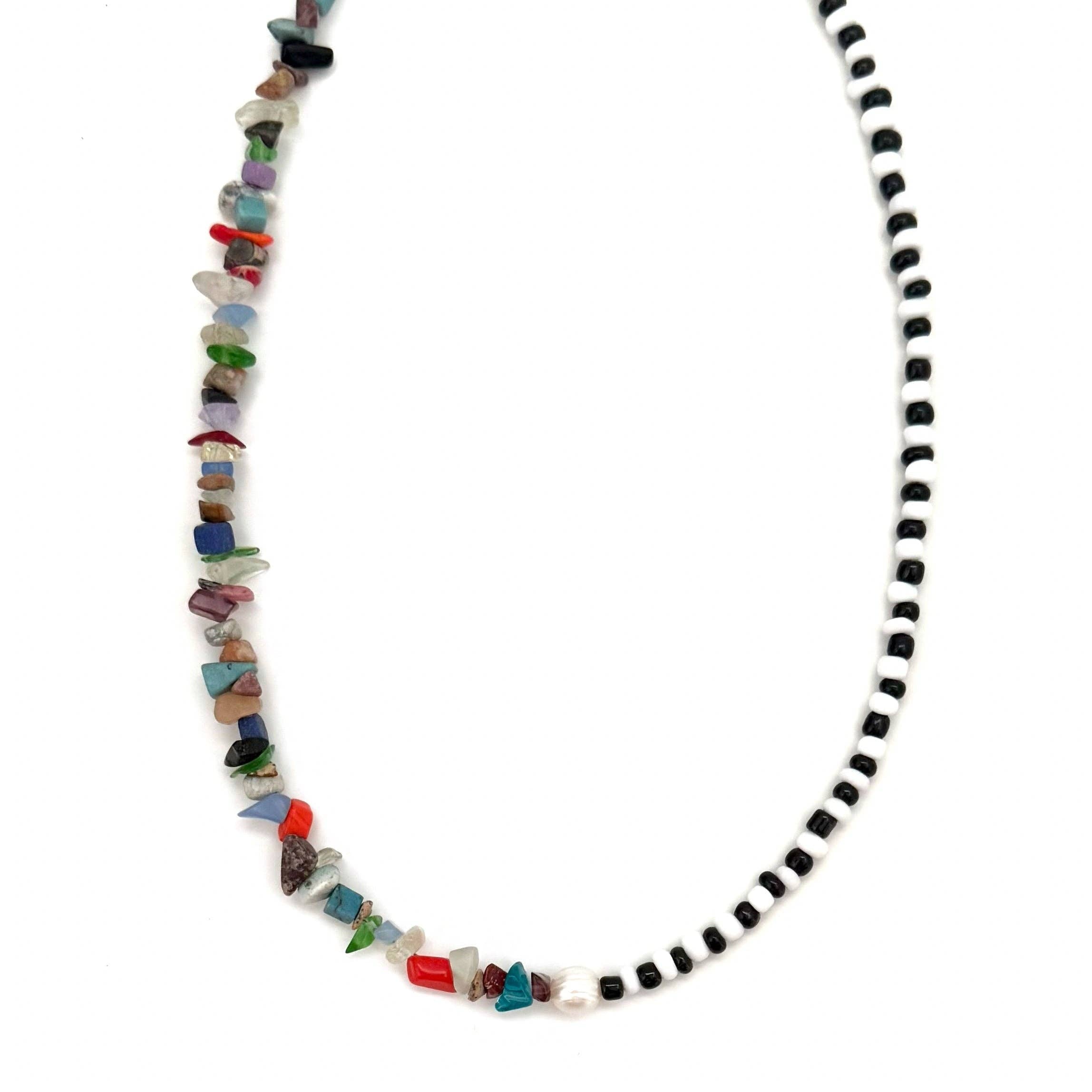 Paisley Colorful Stone Pearl Necklace