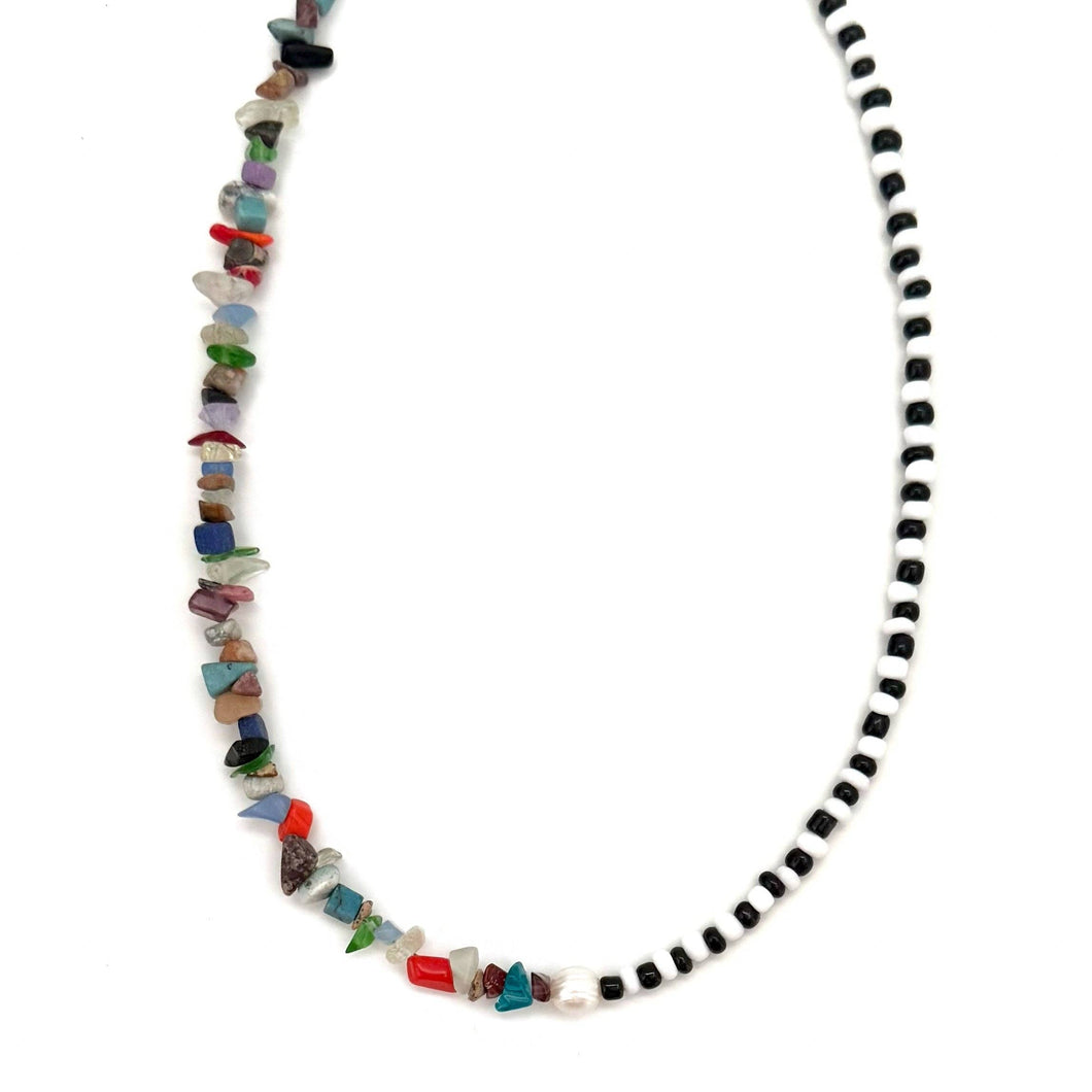 Paisley Colorful Stone Pearl Necklace