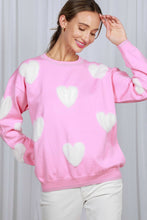 Load image into Gallery viewer, Fuzzy Heart Crew Neck Knitted Sweater
